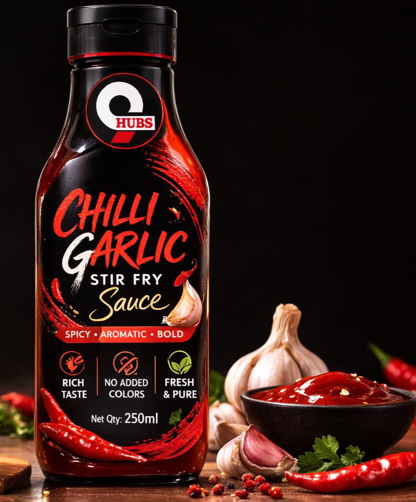 9 Hubs  Chilli Garlic Stir Fry Sauce 465g Squeeze Bottle