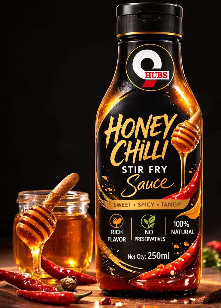 9 Hubs  Honey Chilli Stir Fry Sauce 450g Squeeze Bottle