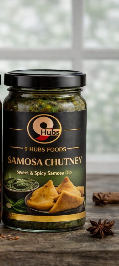 9 Hubs Jain Samosa Chutney 280gm Glass